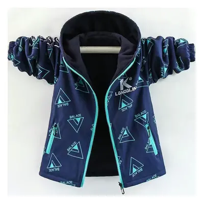 (As the picture, 13T) Autumn Children's Clothes Double-sided Wear Jacket Fleece Coat Boy Waterpr