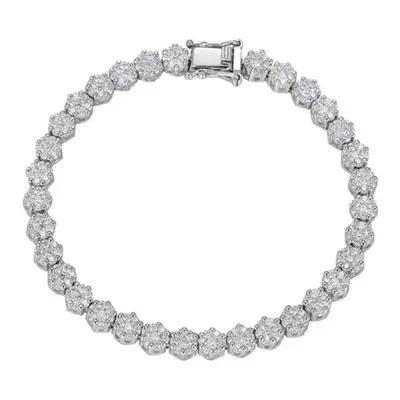 (white, 16cm) Sterling Silver Created Moissanite Gemstone Bracelet For Women Bangle Fine Jewelry