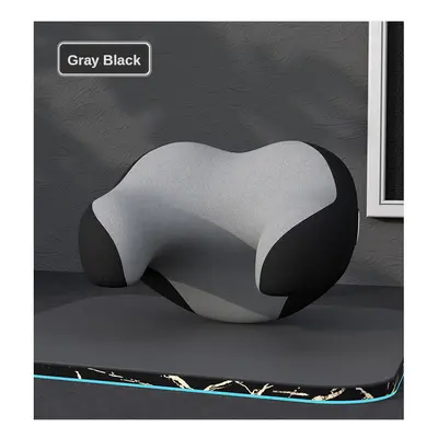 (Black Gray) PC Car U-shaped Headrest Neck Pillow Memory Foam Cushion Cloth Cover