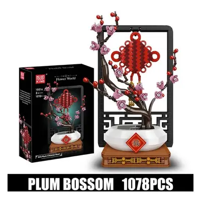 (white) Mould King Flower Bouquet Building Block The Plum Blossom With Vase Model Assembly Flowe