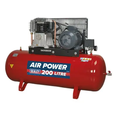 200 Litre Belt Drive Air Compressor - 2-Stage Pump System 5.5hp Motor - Phase