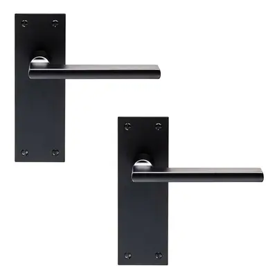 2x PAIR Straight Bar Handle on Slim Latch Backplate x 50mm Matt Black