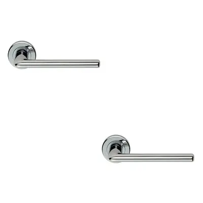 2x PAIR Slimline Straight Bar Lever on Round Rose Concealed Fix Polished Chrome