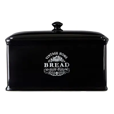 Vintage Home Bread Bin Black Ceramic Elegant Detail