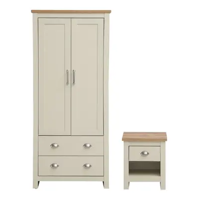 Lisbon Piece Bedroom Furniture Set Wardrobe Drawer Bedside Table Cream