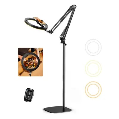 (10.2 inch) Ring Light with Tripod and Phone Holder, Overhead Phone Camera Holder with Remote Co