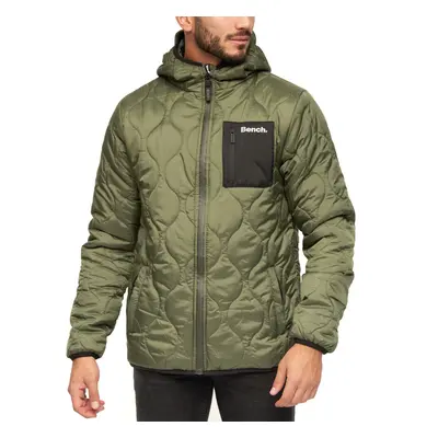 (L, Khaki) Bench Mens Scall Zip Through Hooded Outdoor Warm Winter Jacket Coat