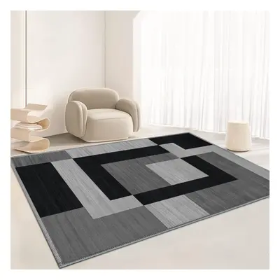 (120CMx170CM, Black Grey Milo ) Non-Slip Rugs Living Room Runner Printed Rug Carpet Mat