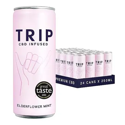 TRIP CBD Infused Fizzy Drinks (15 mg): Elderflower Mint (Pack of x ml) | Low Calorie, Vegan, Glu