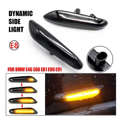 (Dynamic Black Pin) Led Dynamic Side Marker Turn Signal Light Sequential Blinker For BMW E84