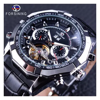 (white, 205mm*24mm*46mm) Forsining Men Mechanical Automatic Tourbillon Sports Wristwatches Steel