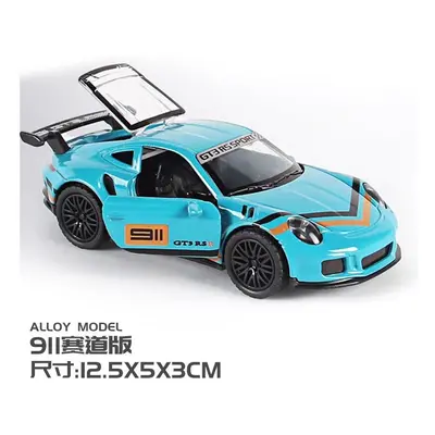 (Blue orange) 1:36 Diecast Alloy Car Model Children's Toy Car Open the door Decoration Cool Raci