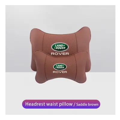 (Saddle brown) Car Neck Pillows Pu Leather Memory Foam Headrest Lumbar Cushion For Land