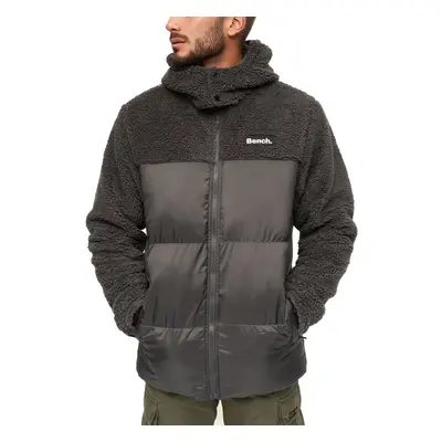 (S, Steel Grey) Bench Mens Detta Padded Contrast Sherpa Hooded Outdoor Warm Winter Jacket Coat