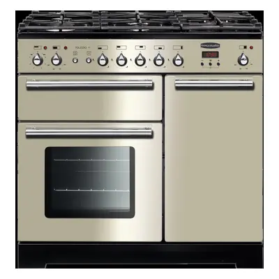 Rangemaster Toledo + TOLP90DFFIV/C 90cm Dual Fuel Range Cooker - Ivory / Chrome