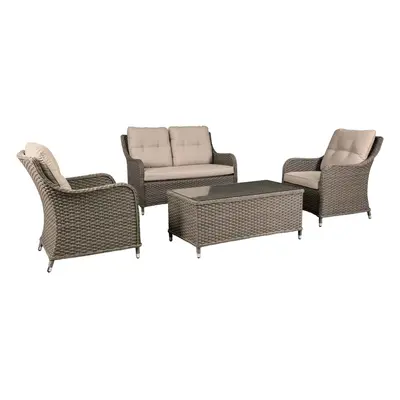 Chester Piece Outdoor Rattan Lounge Set with Double Seater Sofa, Brown - DG87