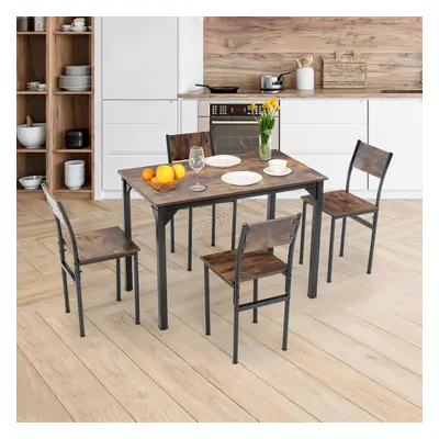 (Brown) WestWood Compact Dining Table and Chairs Set 5PCS Wooden Space Saving Kitchen