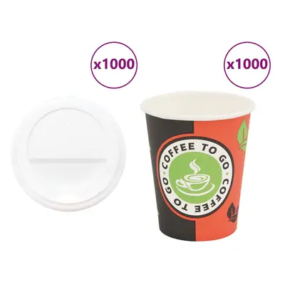 (240 ml (8 oz)) vidaXL Paper Coffee Cups with Lids pcs 16oz 400ml paper cup