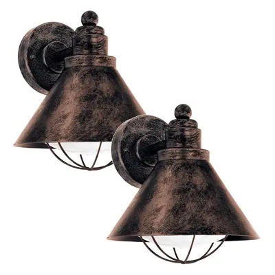 2 PACK IP44 Outdoor Wall Light Antique Copper Shade Porch Lamp 1x 40W E27