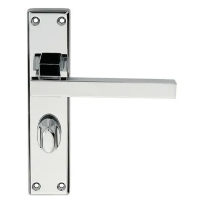 PAIR Straight Square Handle on Bathroom Backplate x 40mm Polished Chrome