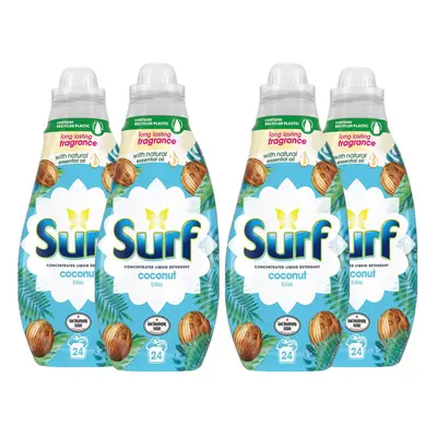 4x 24W Surf Coconut Bliss Lasting Fragrance Liquid Detergent 648ml