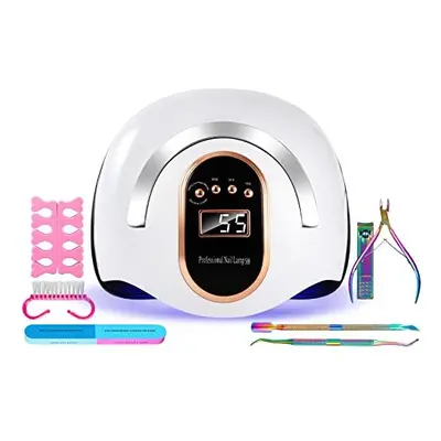 168W Professional UV LED Nail Lamp with 7pcs Nail Manicure Kit, Gel Nail Lamp Starter Kit with L