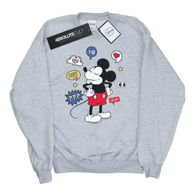 (L, Sports Grey) Disney Womens/Ladies Mickey Mouse Tongue Out Sweatshirt