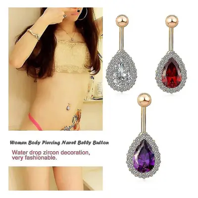 Women Zircon Water Drop Decoration Belly Ring Body Piercing Navel Belly Button