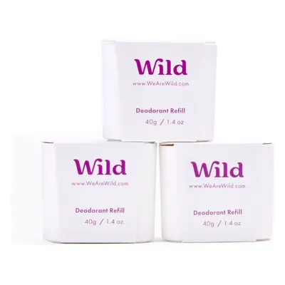 Wild Natural Refillable Deodorant Coconut & Vanilla Refill Trio Vegan Eco-Friendly Aluminium Lon