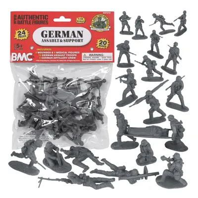 BMC CTS WW2 German Assault & Medics Plastic Army Men - 24pc Gray Soldi