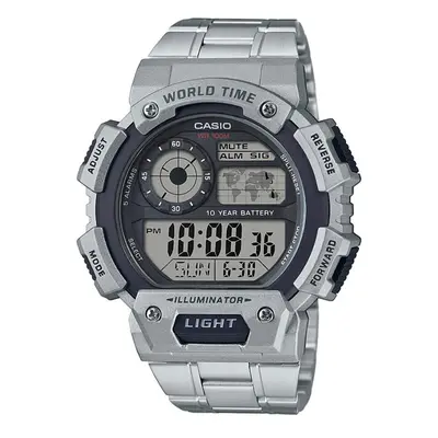 casio AE-1400WHD-1A Digital World Time Stainless Steel Mens Sport Watch AE-1400 Silver