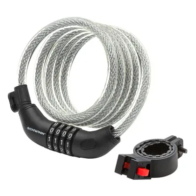 Schwinn Combination Bike Lock in Braided Steel Cable feet x mm Anti Theft Bicycle Lock Black Sec