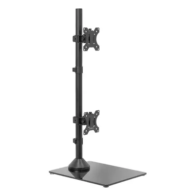 VIVO Dual Monitor Desk Stand with Tempered Glass Base, Free-Standing LCD Mount, Holds in Stacked