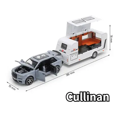 (Gray Cullinan) 1/32 Trailer RV Truck Toy Model Car Alloy Diecast Off-road Vehicle Camper with S