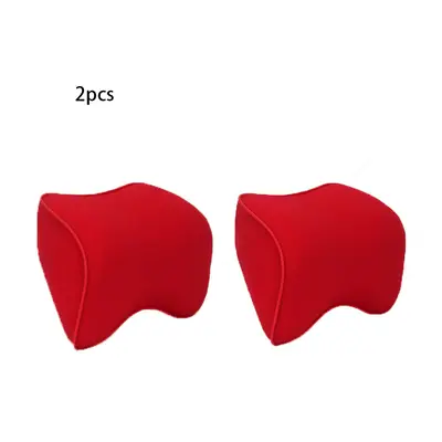 (2 PCS Red) Breathable Car Headrest Neck Pillow Auto Car Seat Pillow Memory Foam Head