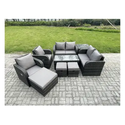 Fimous Seater Rattan Garden Furniture Set Outdoor Patio Sofa, Table and Chairs Coffee Table Foot