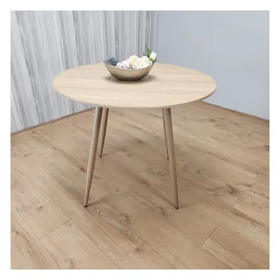 Oak Effect Round Dining Table Kitchen Modern Wood Style Table Only