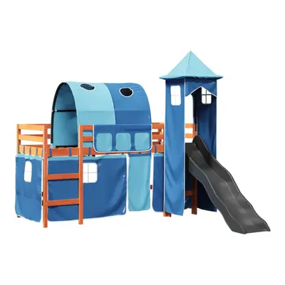 (brown and blue, x cm) vidaXL Kids' Loft Bed with Tower Kids Bunk Bed Blue 90x190 cm Solid Wood 