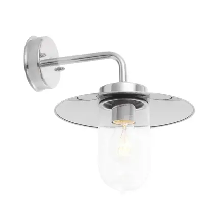 Outdoor Wall Light IP44 Polished Stainless Steel & Clear Glass 42W E27 GLS