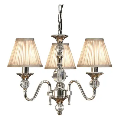 Diana Ceiling Pendant Chandelier Bright Nickel & Beige Pleat Shade Lamp Light