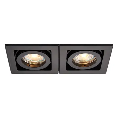 Twin Recessed Boxed Downlight - x 50W GU10 Reflector - Matt Black