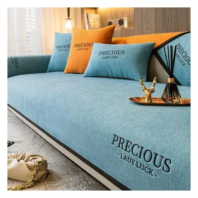 (blue, 110*240cm) Nordic Simple Sofa Cushion All Season High-end Leather Sofa Cover Chenille Ant