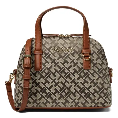 Tommy Hilfiger Schyler Geo Poly Jacquard Mini Dome Satchel Tan/Dark/Ch