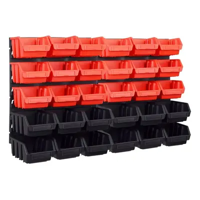 vidaXL Storage Bin Kit Piece with Wall Panels Tool Organiser Red and Black