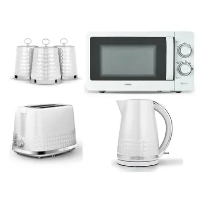 Tower Solitaire White Kettle Toaster T24042WHT Microwave Canisters Set