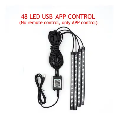 (48 USB APP) LED Car Foot Light Ambient Lamp With USB Wireless Remote Music Control