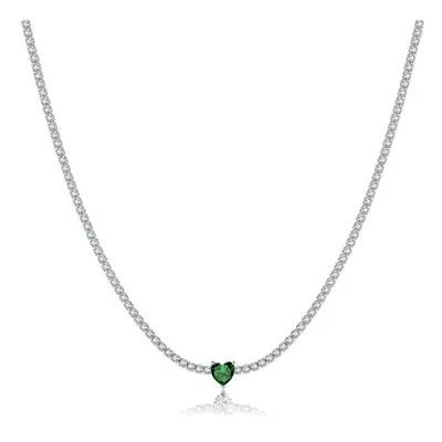 (as the picture, M) Andywen Sterling Silver Heart Love Cz Zircon Tennis Chain Luxury Choker Neck