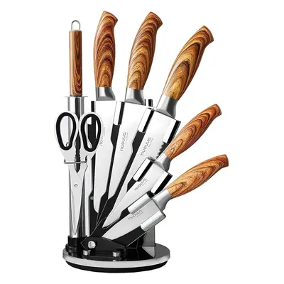 Kitchen Knife Set Sharp Rotating Pcs Stainless Steel Knife Block Degree Rotating Acrylic Stand