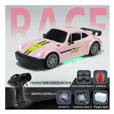 (Pink-1Battery) Rc drift GT remote control car, a remote control drift racing car with four-whee