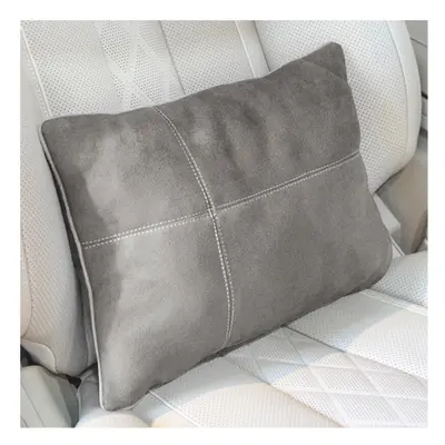 (Gray) Car Accessories Neck Cushion Headrest Pillows High Quality Durable Leather